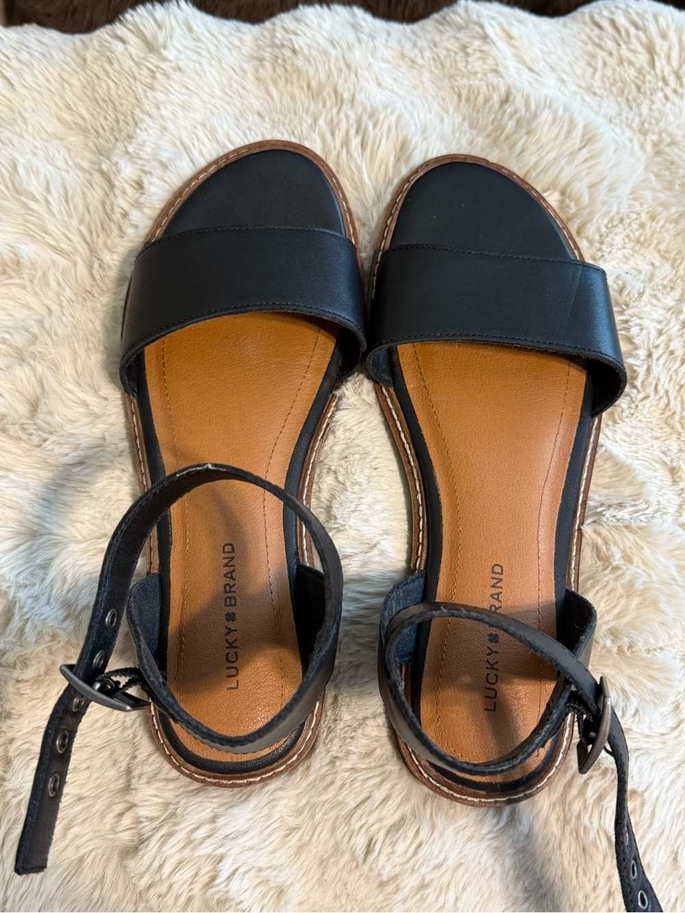 Lucky Brand Women's Kimaya Ankle-Strap Flat Sandals 7.5
